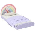 thumbnail image 2 of Costway Twin Floor Bed Frame with 210D Oxford Cloth Floor Mat, Middle Support Slat Purple, 2 of 10