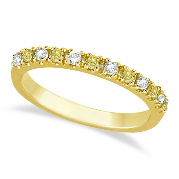 Yellow Canary and White Diamond Stackable Ring Band 14k Gold (0.25ct)