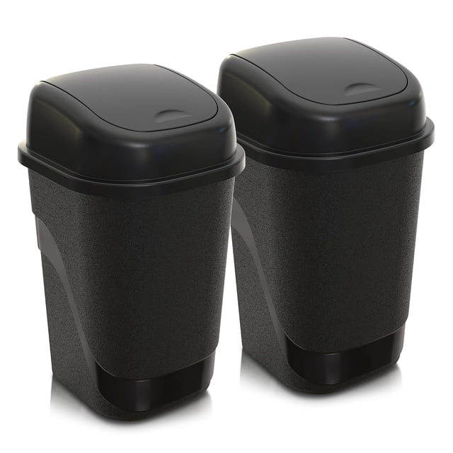 Bote de Basura con Tapa Balancín, Pack de 2 Basureros de 11 L, Botes de Plástico Resistentes y Duraderos, Diseño Compacto para Cocina, Baño, Oficina y Hogar