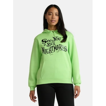 Nightmare Before Christmas Women's Graphic Fleece Hoodie with Long Sleeves, Sizes XXS-XXL