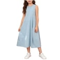 thumbnail image 1 of Ashirexll Robes d'Été pour Ados Enfants Sans Manches Couleur Unie Col Rond Robe Jupe Décontractée d'Été pour Préados Enfants, 1 of 7