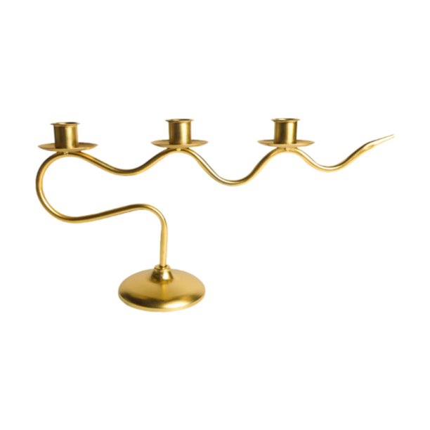 Candelabros,Candelabro de hierro para centro de mesa con 3 brazos,Candelabro cónico para mesa,decoración del hogar y la cocina,Candelabros para Dorado