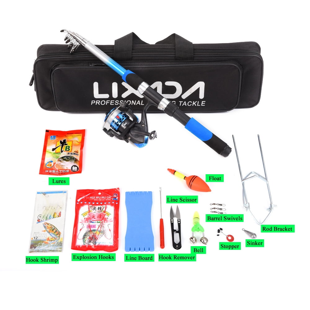 Lixada Fishing Tackle Set with 2.1m Telescopic Fiberglass Fishing Sea