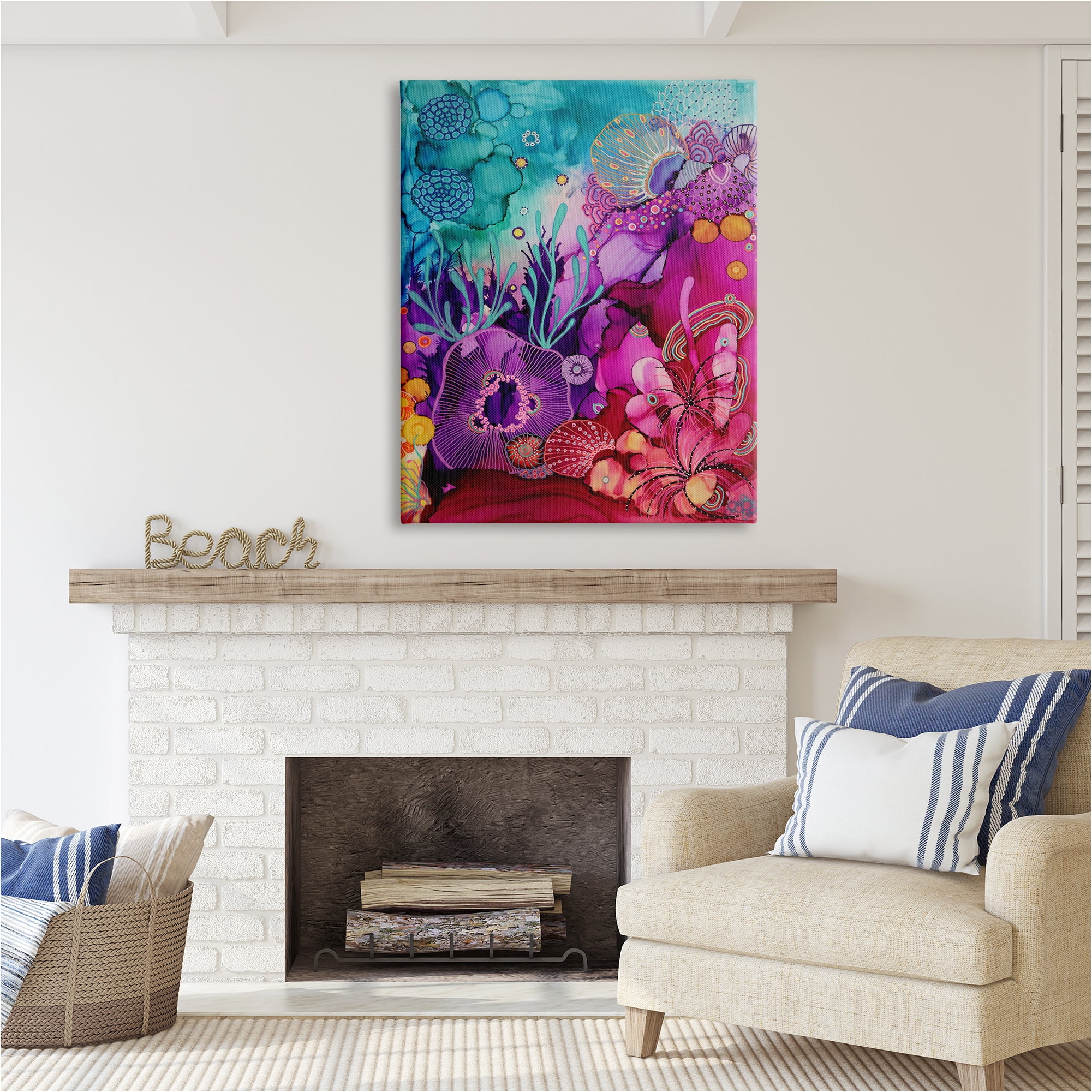 Stupell Industries Abstract Coral Pattern Abstract Painting Gallery Wrapped Canvas Art Print Wall Art, 36 x 48