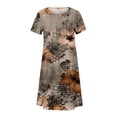 thumbnail image 3 of up to 60% off Gifts wycnly Formal Dresses for Women Loose Pleated Swing Vintage Graphics Tunic Dresses with Pocket Crewneck Short Sleeve Western Print Summer Long Dress Brown XXL, 3 of 4