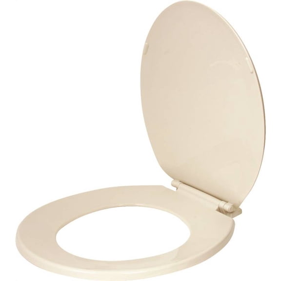 ProSource KJ-883A1-BN Toilet Seat, Round, Plastic, Bone, Plastic Hinge