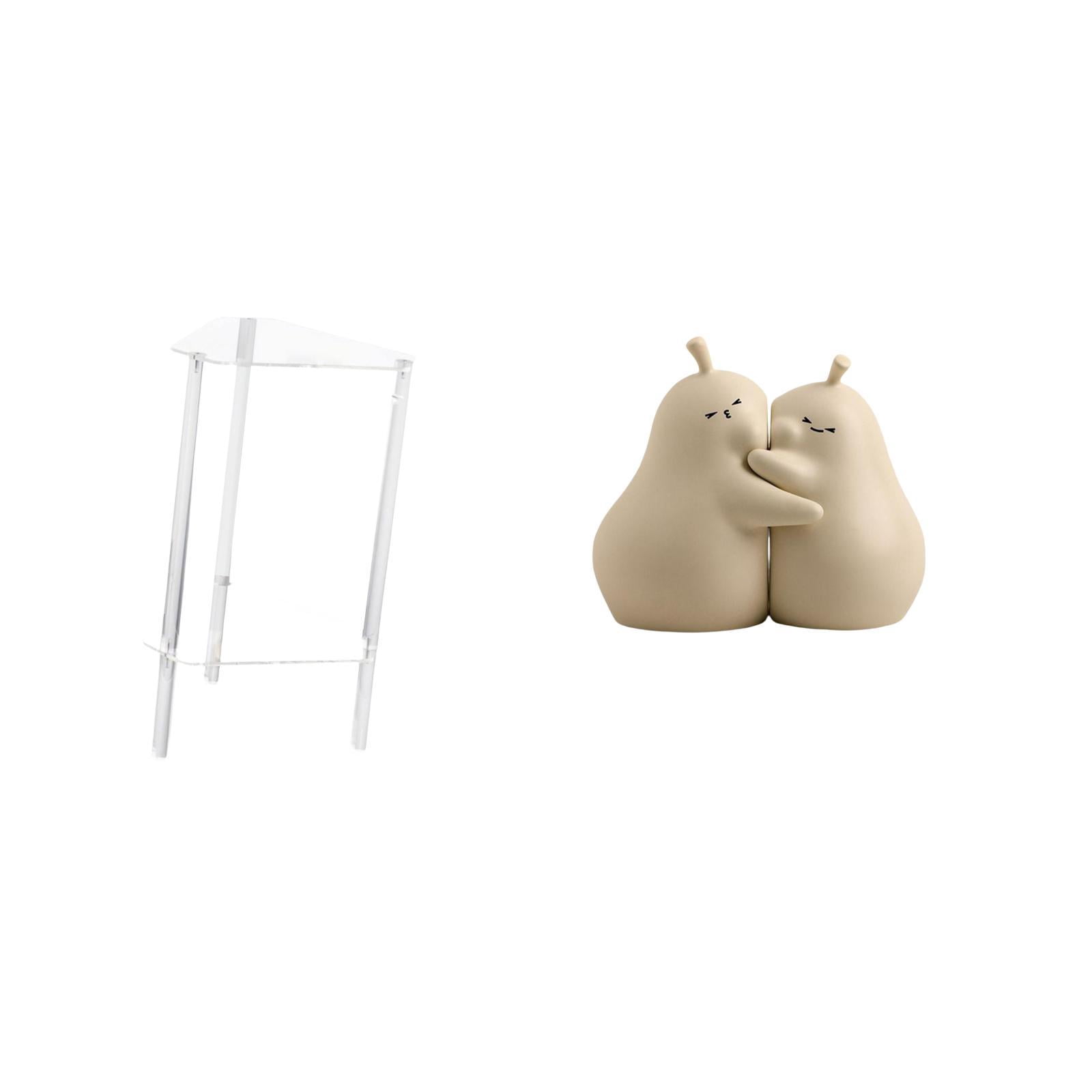 Luzkey Minimalist Clear Acrylic Side Table NightStand Modern Bedside Cabinet End Table for Living Room Home Office Bedroom Hugging Pear Book Stand Ceramic Bookend Fine Workmanship Bookshelf