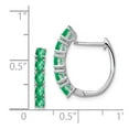 thumbnail image 2 of 925 Sterling Silver Polished Emerald Hinged Hoop Earrings 20x18mm Wide 4mm Thick Hoop Earring for Women, 2 of 2