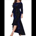 thumbnail image 2 of Vestidos de Talla Grande para Mujer, Vestido Formal de Terciopelo con Mangas 3/4, Corte Sirena y Dobladillo Alto y Bajo Azul XL, 2 of 9