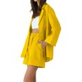 thumbnail image 2 of VISgogo, traje de pantalón informal de dos piezas para mujer, blusas abotonadas con cuello de solapa de color sólido y pantalones cortos holgados con cintura elástica VISgogo moda, 2 of 3