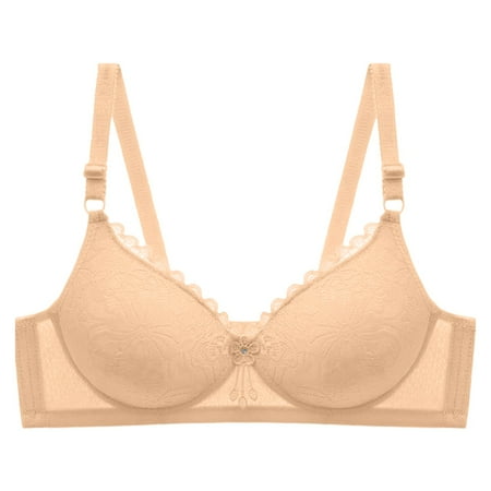 PEASKJP Everyday Bras Plus Size Women s Push Up Bra Deep V Plunge Underwire T-Shirt Bra Multiway (Beige 85)
