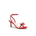 thumbnail image 6 of Women Double Bowknots High Heeled Sandal Open Square Toe Ankle Strap Rhinestone Decor Dress Shoes for Wedding Prom Festival Party, 6 of 7