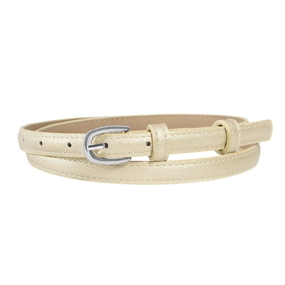 SWSMCLT Women's Skinny Ratchet Belts Buckle Belt For Dress Metal Fashion Basic Fall Summer Metal Buckle Belt Golden X-Small-Large