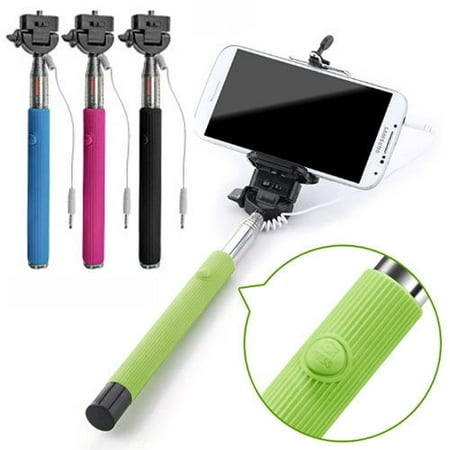 2 Pack: Extendable Wired Selfie Stick Monopod With Shutter Button