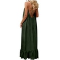 thumbnail image 6 of Purcolt Womens Summer Pleated Maxi Dresses Casual Oversized Halter Backless Sleeveless Ruffle Hem Flowy Cami Dresses Beach Sundress Swim Coverups, 6 of 8