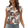 thumbnail image 1 of Qmyliery Women Summer Tank Tops, Sleeveless Plain/Flower/Leaves V-Neck Lace Shirts, 1 of 5