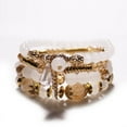 thumbnail image 1 of Xiao Hua Pulseras de cuentas apilables bohemias para hombres y mujeres, brazaletes de cuentas multicapa elásticos bohemios con dijes, joyería multicolor, blanco, 1 of 5
