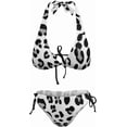 thumbnail image 4 of SKQIT Women's Leopard Print Bikini Halter V Neck Bikini Tie Side 2 Piece Bathing Suit Sexy Swimsuit Swimwear, 4 of 6
