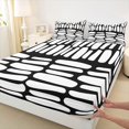 thumbnail image 3 of Manfei Cartoon Geometric Stripe Full Size Sheets,Lines Pattern Bed Sheets,White Black Sheet Sets For Kids,Ultra Soft Home Decor,4 Pieces, 3 of 7