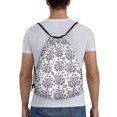 thumbnail image 2 of Kdxio Violets Flowers Print Drawstring Backpack Bag,Waterproof Draw String Back Sack, Gym Drawstring Bags Swim Bag For Unisex, 2 of 9