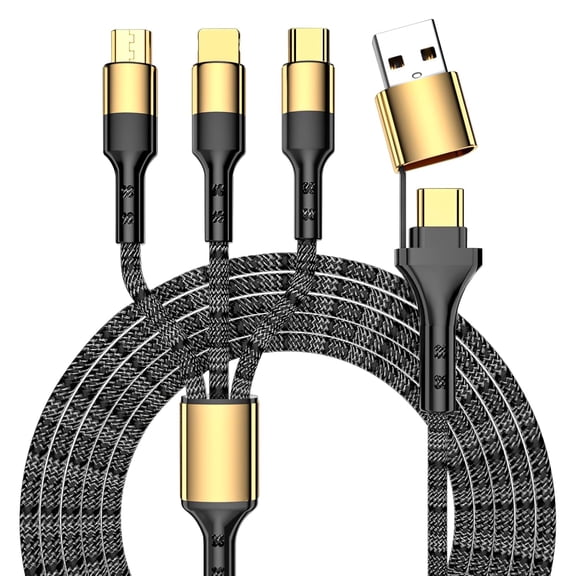 5 in 1 Multi Charging Cable 6FT USB C/USB A to Phone/Type C/Micro USB, USB C Cable Multiple Connectors, Charging Cables Cords for Multiple Devices, Universal Multiple Charger Cord for Phones