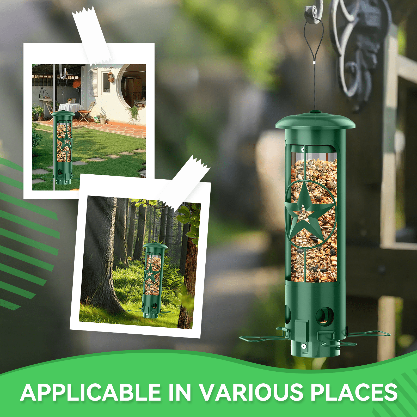 Squirrel Proof Bird Feeders for Outdoors Hanging, Metal Squirrel Proof Bird Feeder with Gravity Protection, 3LB Large Capacity Wild Bird Feeders for Outside Finch, Cardinal, Blue Jay