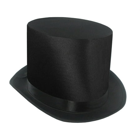 Tall Satin Top Hat Victorian Steampunk Dickens Slash Formal Costume Black Adult