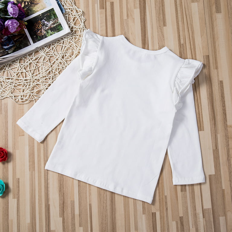 Nokpsedcb Toddler Baby Boy Girl Basic Solid Plain Organic Cotton T Shirts  Tops Long Sleeve Tee Shirt Girls Clothes Black 3-4 Years 