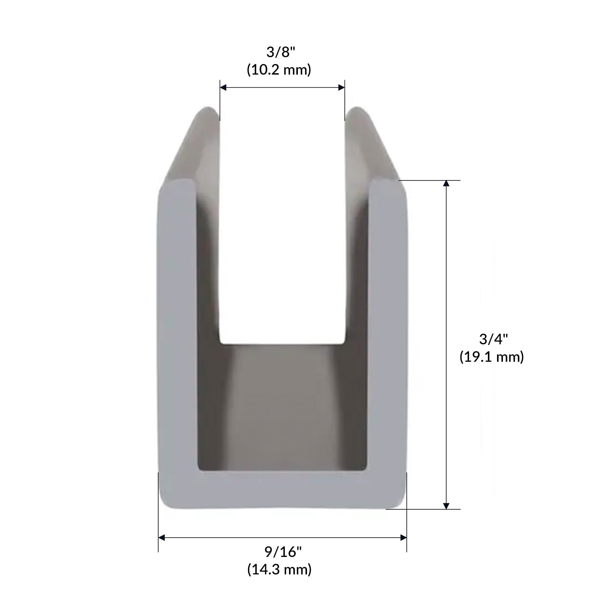 Brixwell SDCD38BN-CCP23-XCP50 Brushed Nickel 3/8" Fixed Panel Shower Door Deep U-Channel - 23" Length - pack of 50