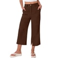 thumbnail image 2 of felwors Capri Women Wide Leg Trendy High Waisted Baggy Straight Casual Summer Stretch Denim Capris Pants Coffee for Size L, 2 of 5
