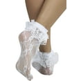 thumbnail image 5 of ToBeInStyle Women's Floral Lace Ruffle Trim Ankle High Socks - White, 5 of 6