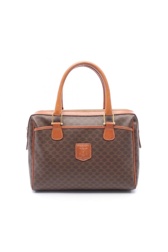Pre-Owned Celine Macadam Handbag, Coated Canvas Leather, Women's, Brown