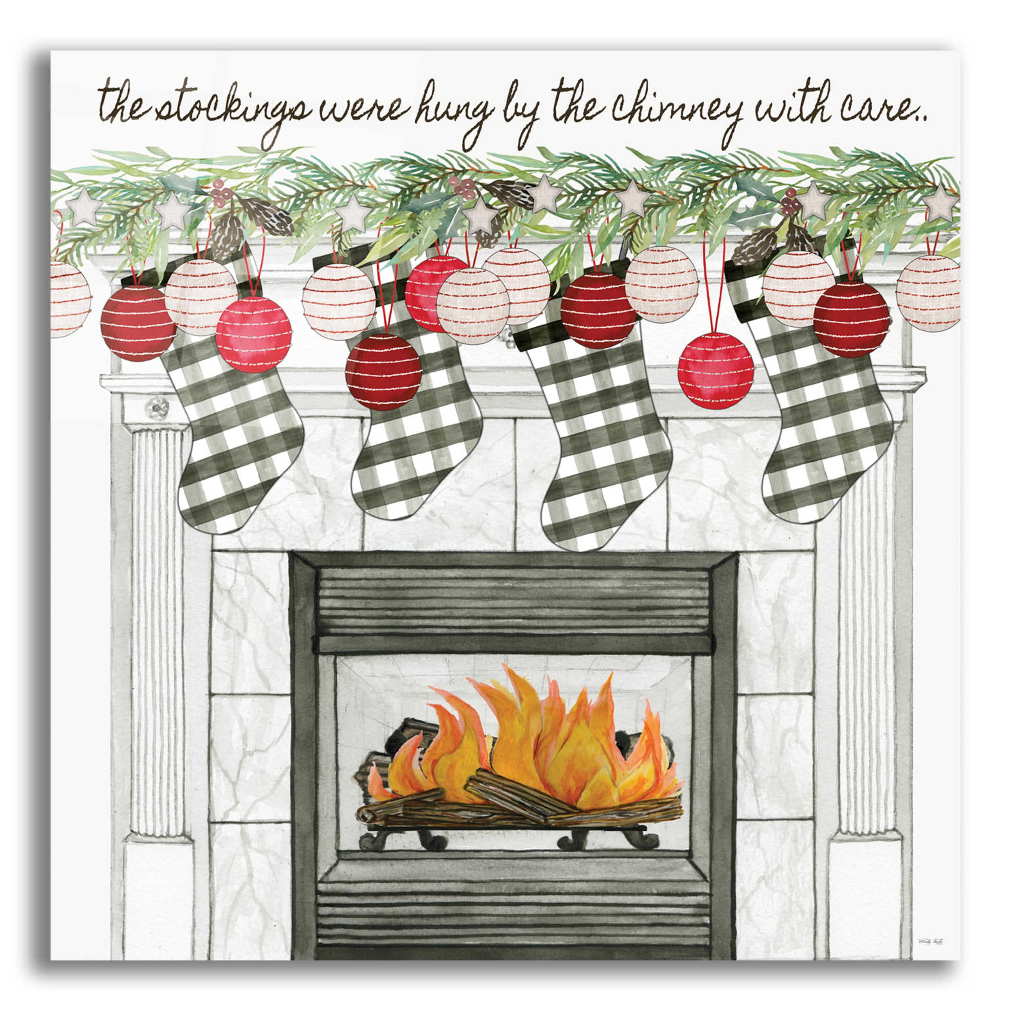 Epic Art 'The Stockings Were Hung' by Cindy Jacobs, Acrylic Glass Wall ...
