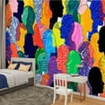 thumbnail image 2 of Peel and Stick Wallpaper Waterproof Colorful diverse people crowd abstract art Multi ethnic Wall Mural Decor Self Adhesive and Removable 100in x 144in, 2 of 8