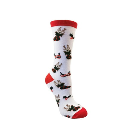 

Tretra 1Pair Christmas Socks Santa Claus/Elk/Snowflake/Deer Printing Mid-calf Xmas Stockings for Men Women