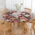 thumbnail image 3 of Pioneer Flower Floral Print Pattern Round Fitted Tablecloth with Elastic Edge,Dining Table Cover Waterproof,Outdoor Round Tablecloth for Camping,Dining,Indoor and Outdoor, 3 of 7