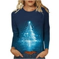thumbnail image 2 of asdoklhq Christmas Womens Tops Christmas Women's Fashion Tees Casual Round Neck Loose T Shirt Long Sleeve Christmas Print Shirt Multicolor 3X, 2 of 6