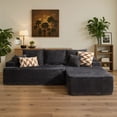 thumbnail image 2 of Ovios 96" Boneless Sectional Couch, Deep Seat Modular L-Shaped Sofa with Chaise for Living Room, Apartment, Grey(Plush Corduroy), 2 of 11