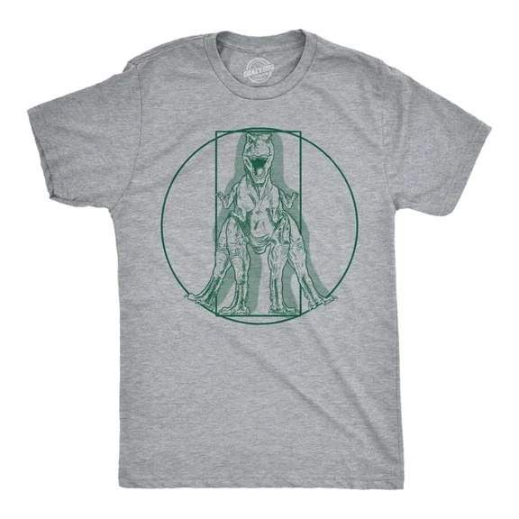 Velto Mens T-Shirt Virtruvian T Rex Dinosaur Graphic Tee For All Size S-5XL