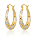 thumbnail image 5 of 14K Solid Two Tone Yellow White Gold Round Medium Hoop Earrings, 5 of 10