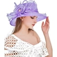 thumbnail image 3 of Fascinator Church Hat Wide Brim Sun Hat for Cocktail Tea Party Wedding, 3 of 5