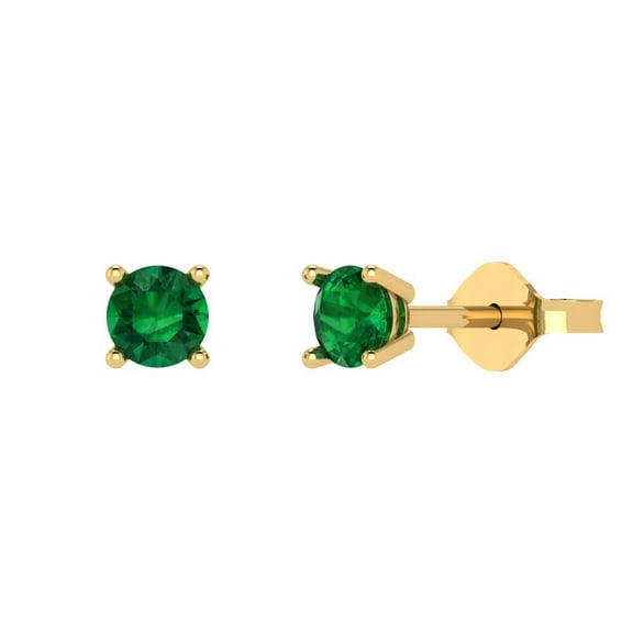 Clara Pucci 0.2Ct Emerald Round Cut VVS1 Push Back Stud 18k Solid hypoallergenic Gold Designer Earrings For May