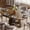 Walnut, variant on CHIC HOUSE 59" Extendable Round Dining Table for 4 to 6 with Storage Shelf, Modern Fluted Kitchen Table with Sliding Doors for Dining Room, Small Spaces, Black