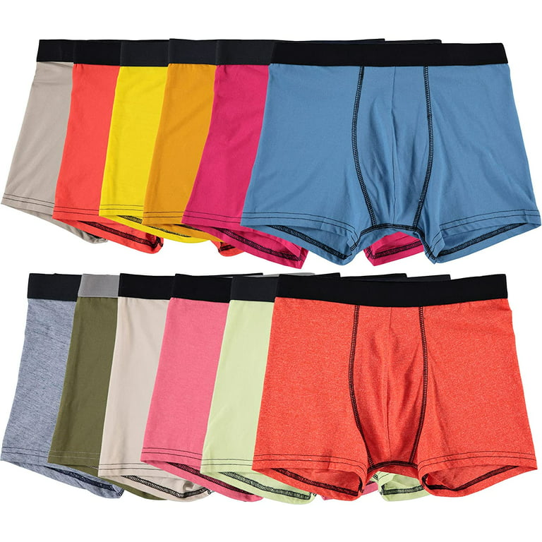 SOCKS'NBULK 12 Pack of Mens Boxer Briefs Underwear Bulk, 100% Cotton, Soft,  Comfortable, Assorted Colorful Brief