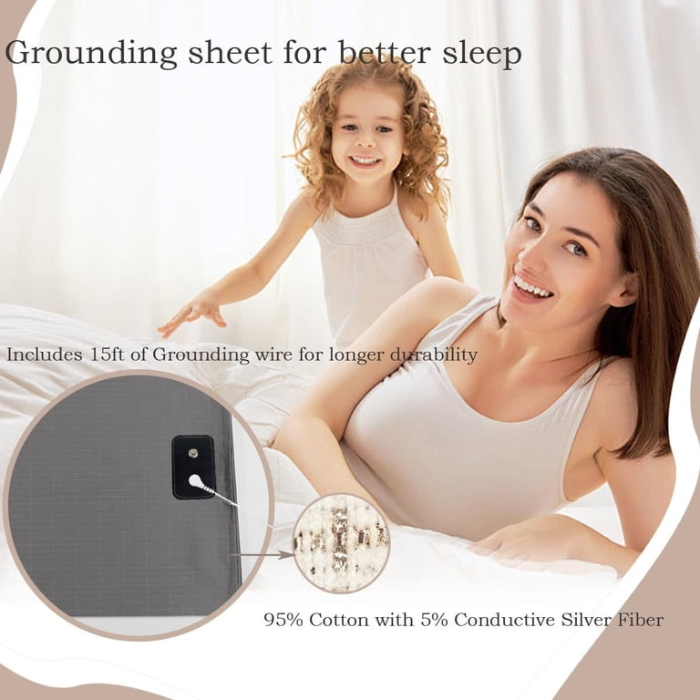 Grounding Sheet With Silver Thread - Twin 39x75 Inch For Better Sleep & Health With Cables & Bracelet