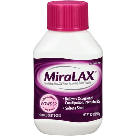 MiraLAX Polyethylene Glycol 3350 Powder Laxative, 8.3 Oz, 14 (Best Otc Laxatives For Weight Loss)