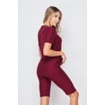 thumbnail image 2 of 2 Piece Buttery Smooth Basic Solid Biker Shorts and T-Shirt Set Burgundy S, 2 of 2
