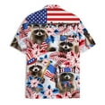 thumbnail image 4 of Funny Floral Tropical Patriotic Raccoon Hawaiian Shirt For Men Aloha Mens Hawaiian Shirts Short Sleeve Button Down Shirt Men, 4 of 7