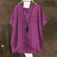 thumbnail image 5 of Womens Summer Clothes Kelon Tops for Women Short Sleeve Shirts V Neck Linen Cotton Business Casual Blouses 2026 Summer Tops Business Causal Dressy Work Top, XL, 5 of 9