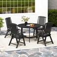 thumbnail image 4 of Gymax 4PCS Foldable Patio Chair w/Armrest Curved Back Slatted Seat for Backyard Deck Black, 4 of 10